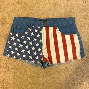 American Flag Jean Shorts